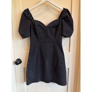 Urban Outfitters Chelsea Puff Sleeve Denim Mini Dress Black Medium